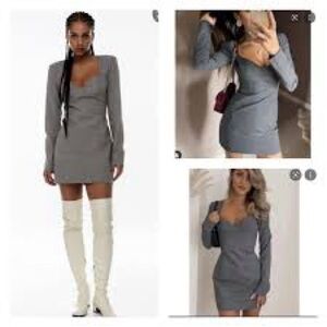 Zara Charcoal Long Sleeve Dress